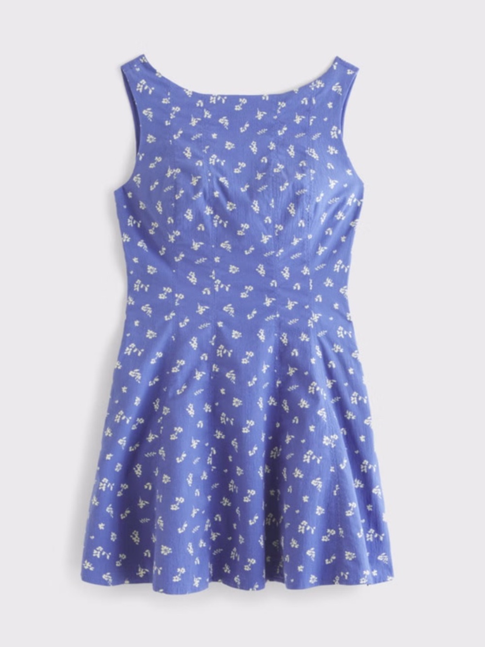 Abercrombie & Fitch Mila High-Neck Stretch Mini Dress- Blue Floral- Size Small